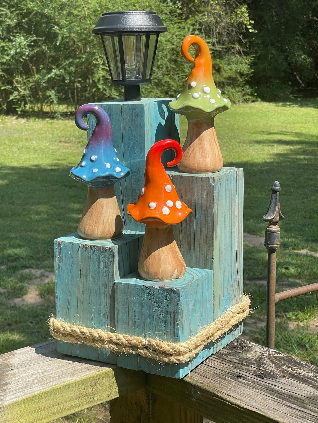 Whimsical Mushroom Solar Post
